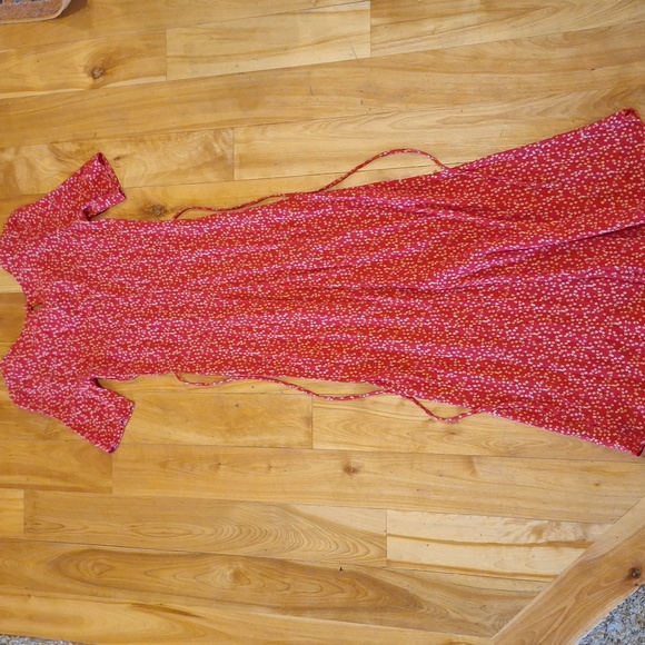 Reformation Saskia Red Ditsy Floral Maxi Dress Size Small Made In California - Picture 11 of 12